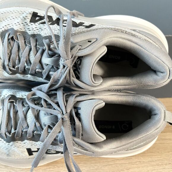 Hoka One One Bondi 8 'Sharkskin Harbor Mist' Gray Running Shoes Men's Size 8D - Picture 9 of 12